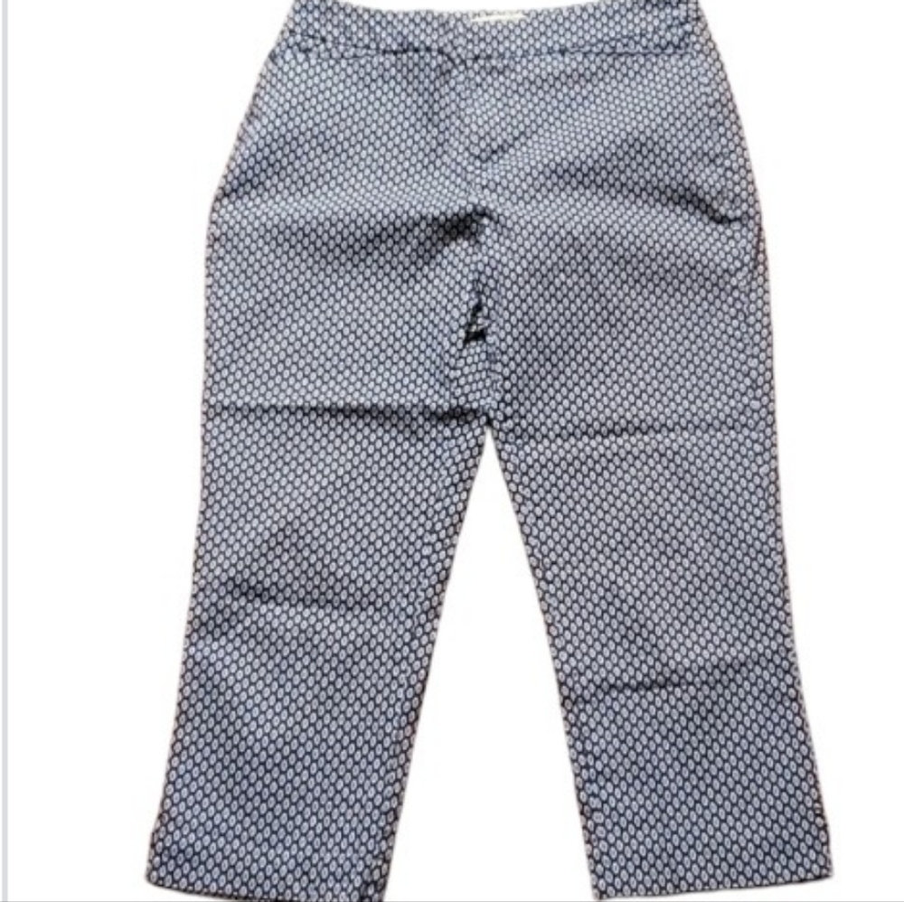 Cold Water Creek Pants Womens Size 4 Spring All Over Print Blue White